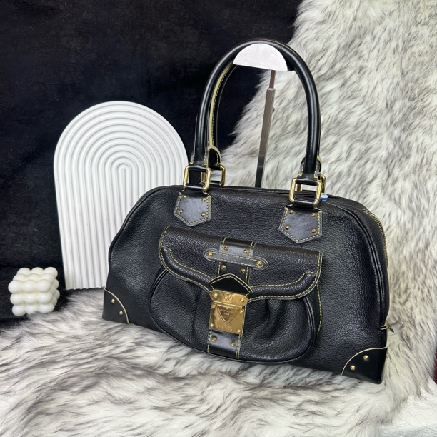 95新 LouisVuitton/路易威登 黑金苏哈里枕头手提单肩包