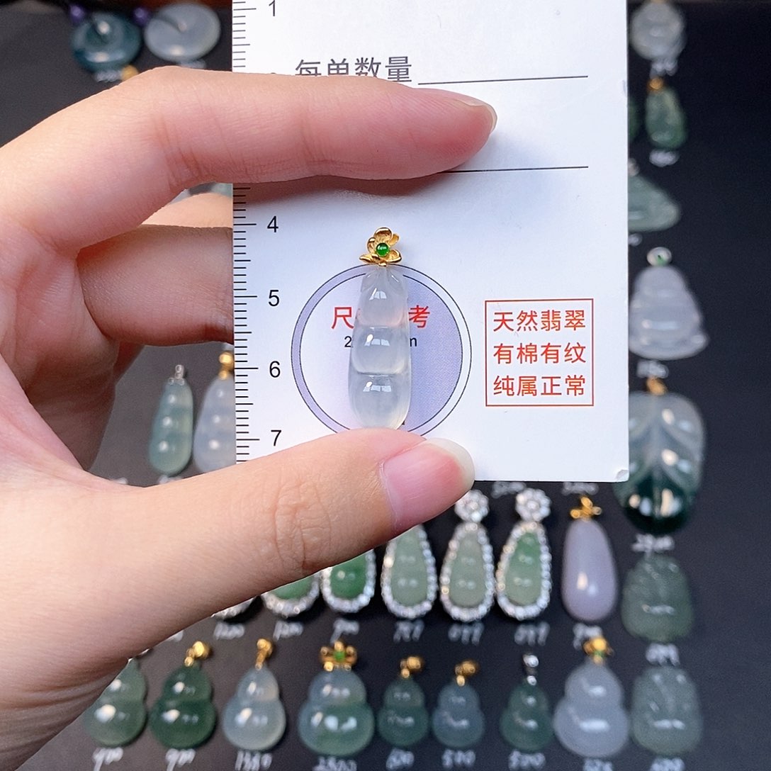 吊坠(不含链)18K金镶嵌翡翠全场缅甸A货翡翠