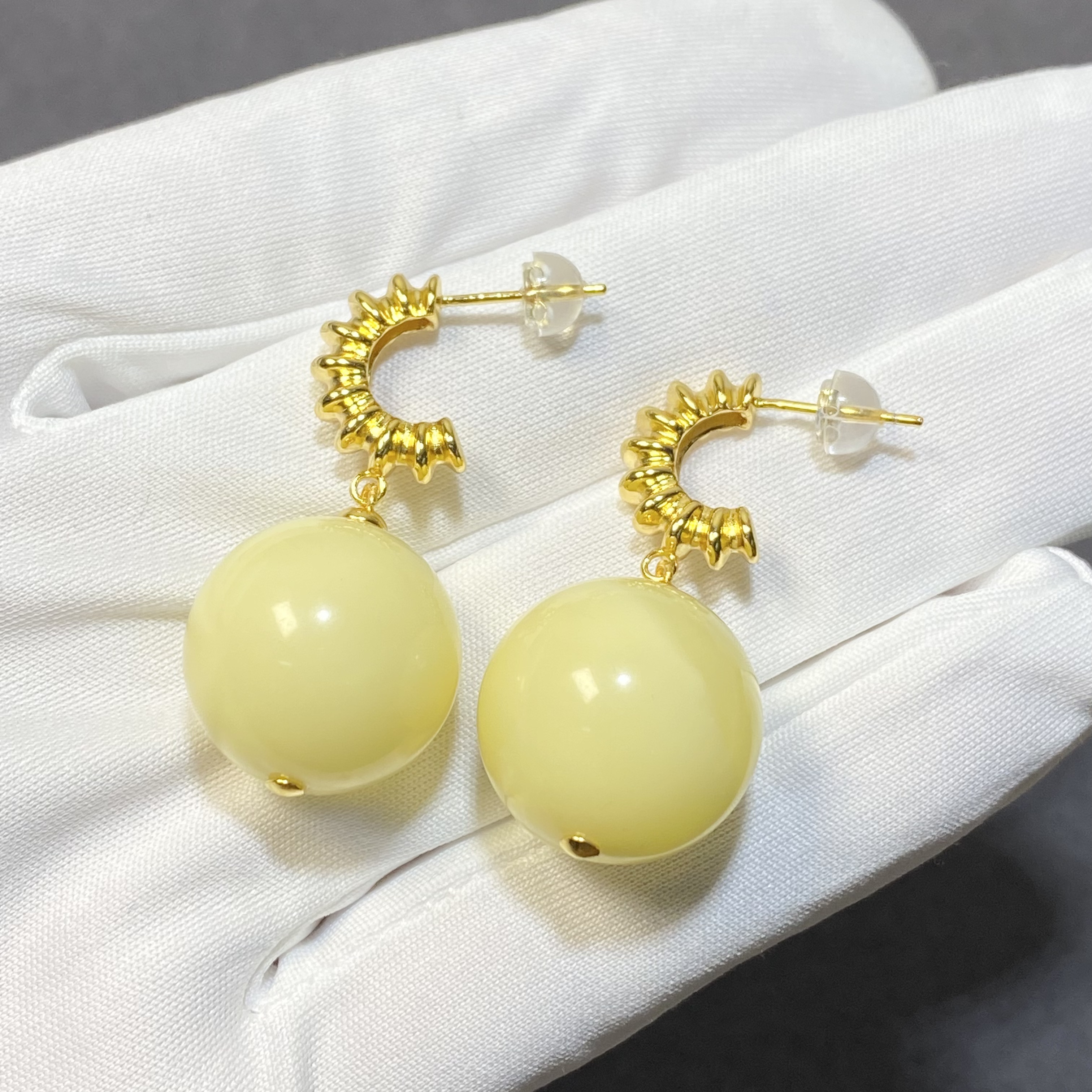 【亿轩珠宝】ZX138005-ZX137905白蜡圆珠耳钉耳夹17mm+