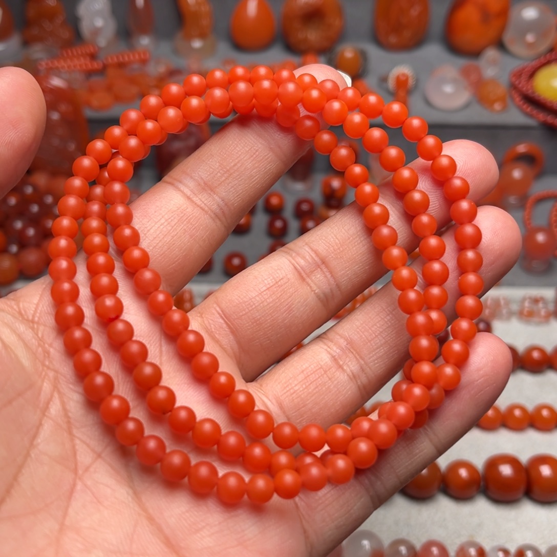 自***律南红玛瑙未镶嵌保山多圈5.2m