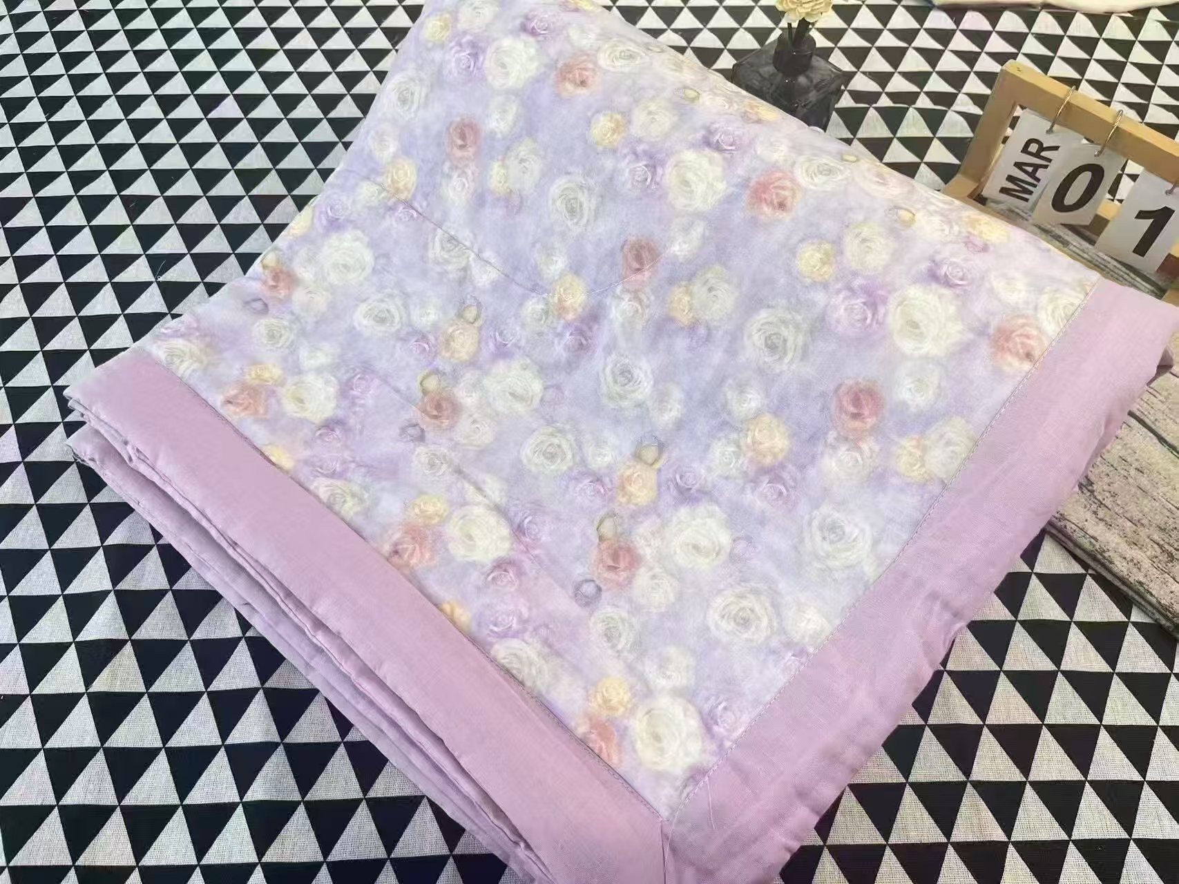 【铭哥家】夏季新款A类新疆长绒棉双层纱棉花夏凉被-紫薇