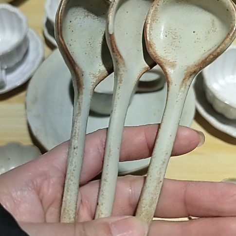 瓷片微瑕粗陶勺子三个一组