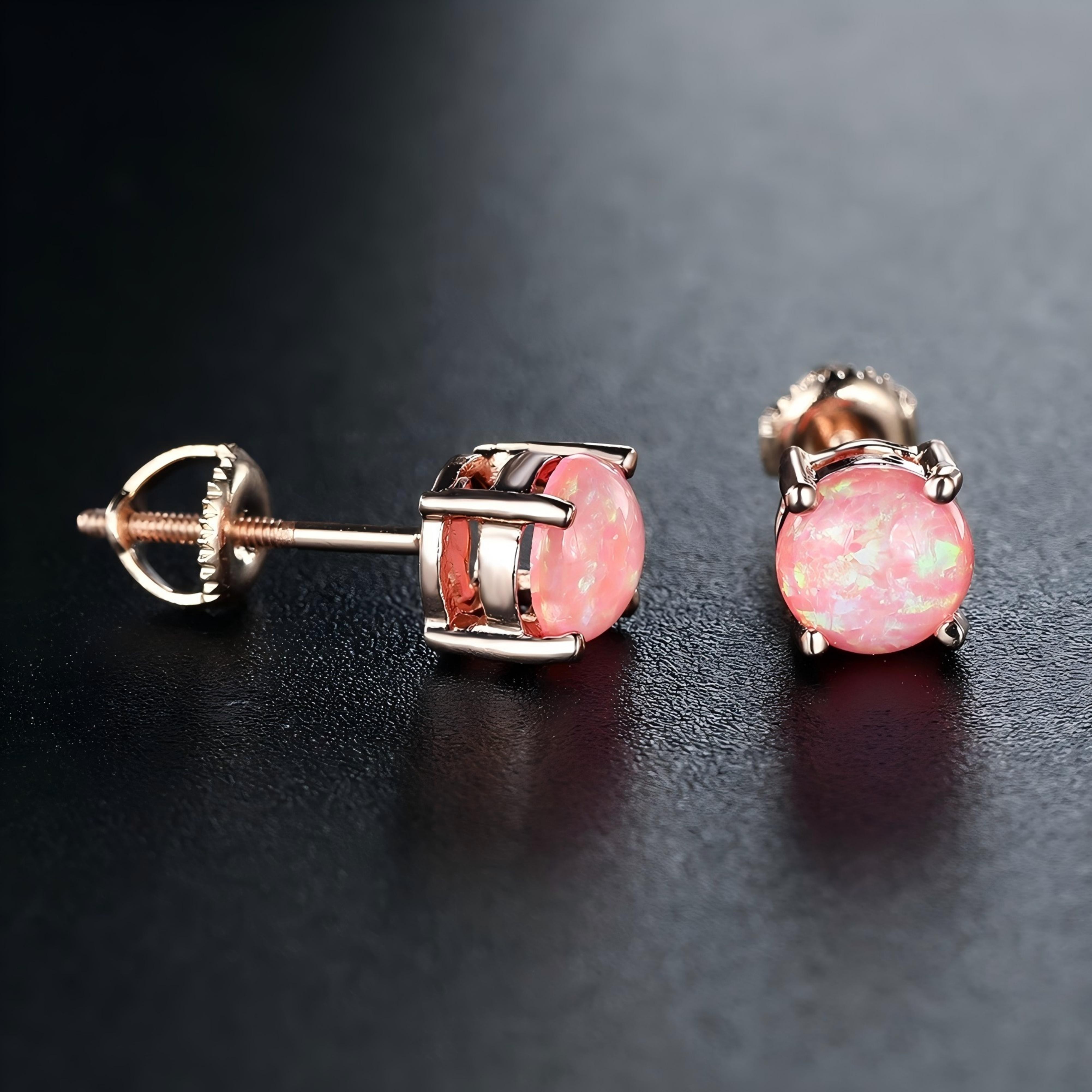 【小艾珠宝】9412【原创欧泊opal系列·粉】设计师澳宝耳饰