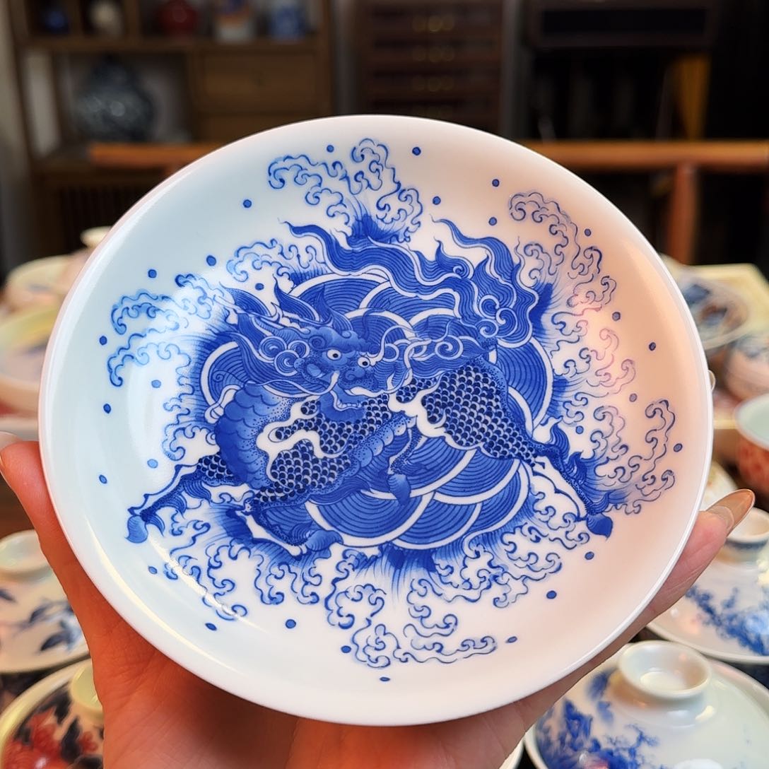 杯柴窑烧制点工麒麟踏浪壶乘