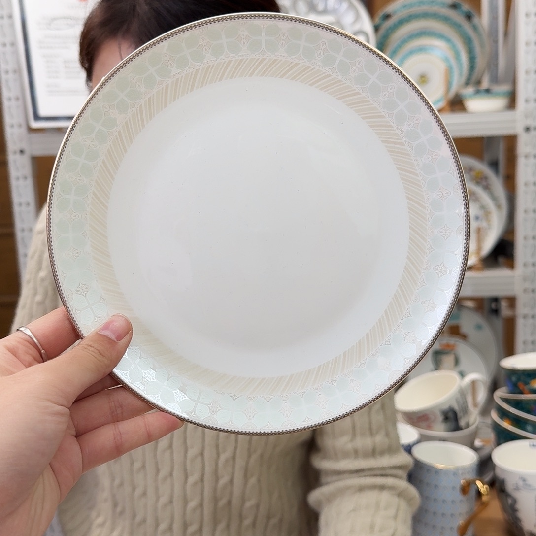 骨瓷高骨瓷8英寸月光盘20cm2个外贸骨瓷