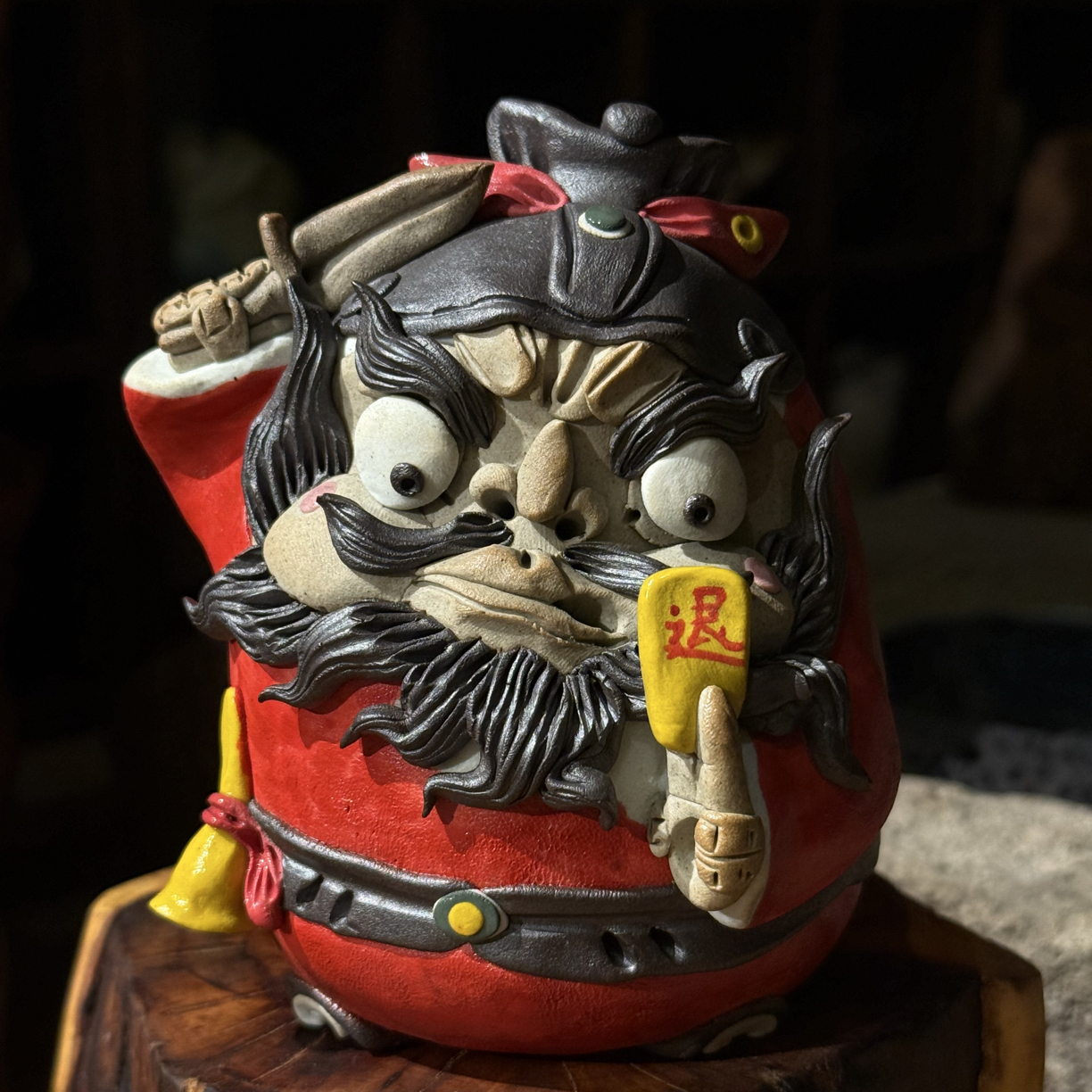 纯手工手捏景德镇陶瓷【正气守家门财运满乾坤 】钟馗职场工位桌摆