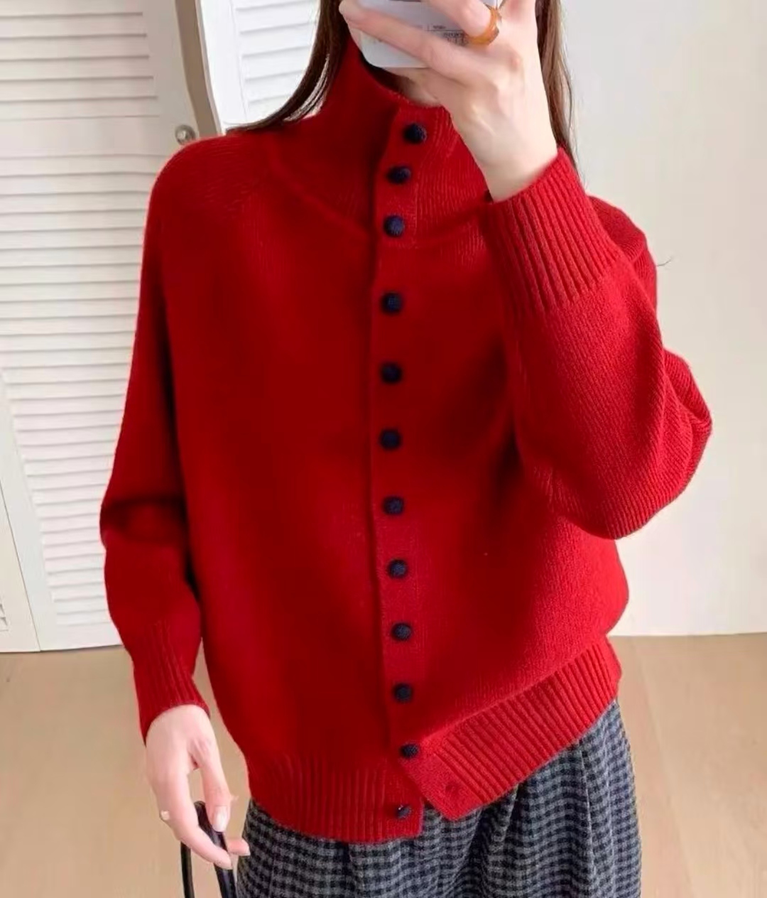 2025新款半高领开衫毛衣外套时尚百搭秋冬保暖厚款内搭外穿A83