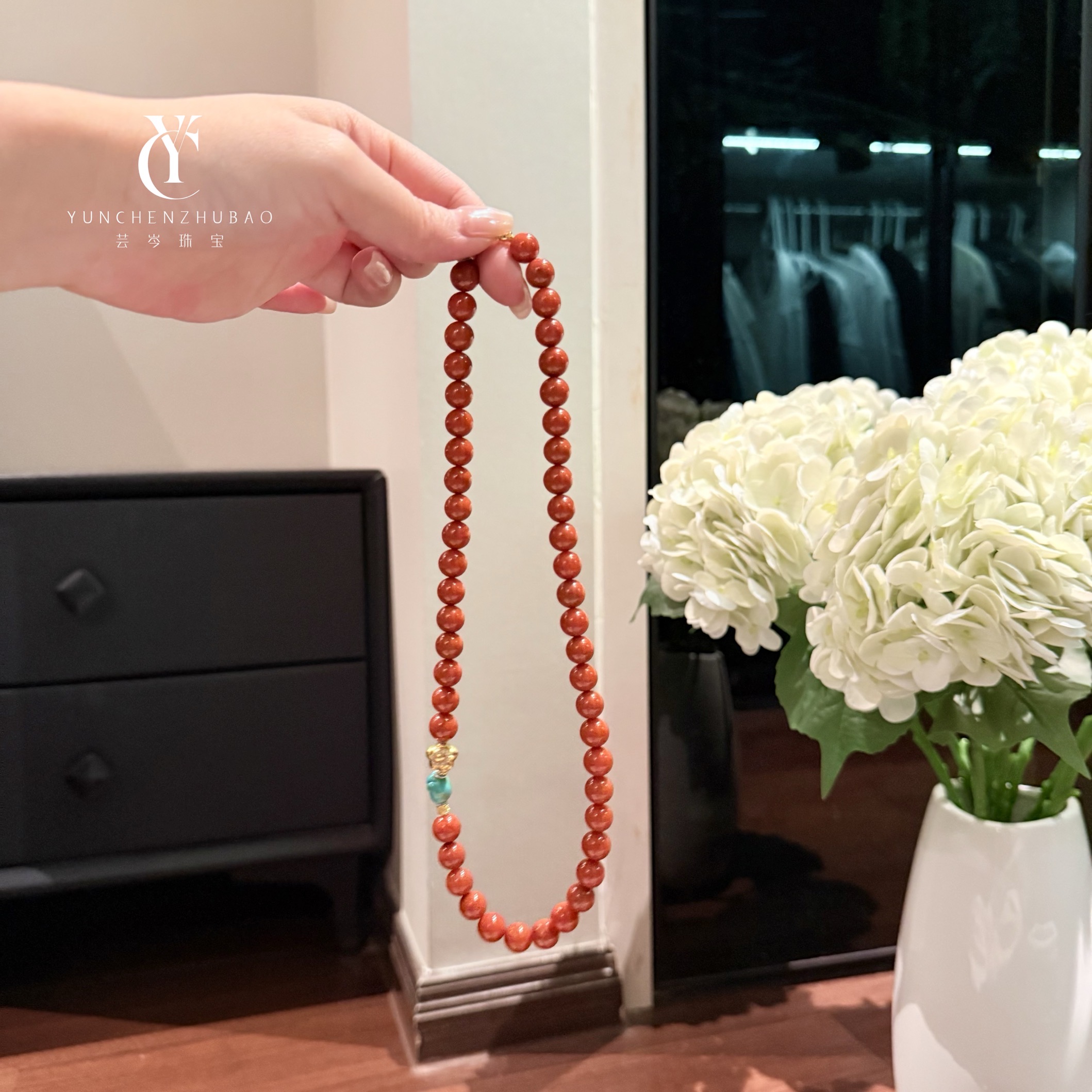 南红设计款18k金项链