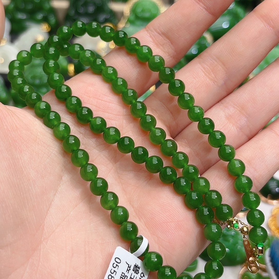 和田玉（碧玉）项链18K金镶嵌