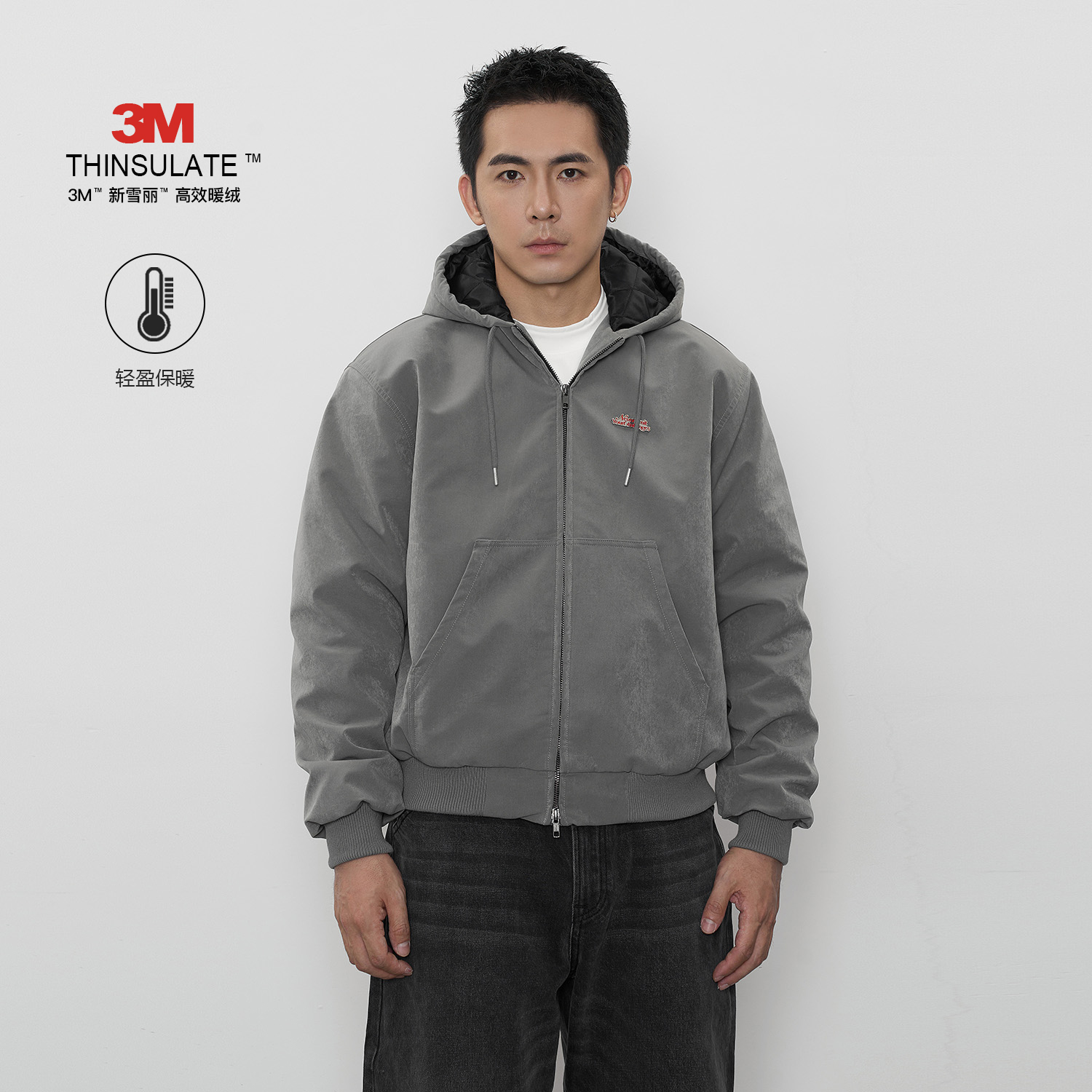 TOPTIER BRO 24AW3M新雪丽棉连帽棉衣男短宽廓形防风保暖工装外套