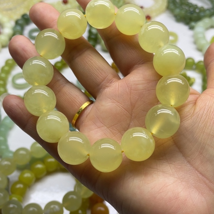 蛇纹石玉手串未镶嵌用****7