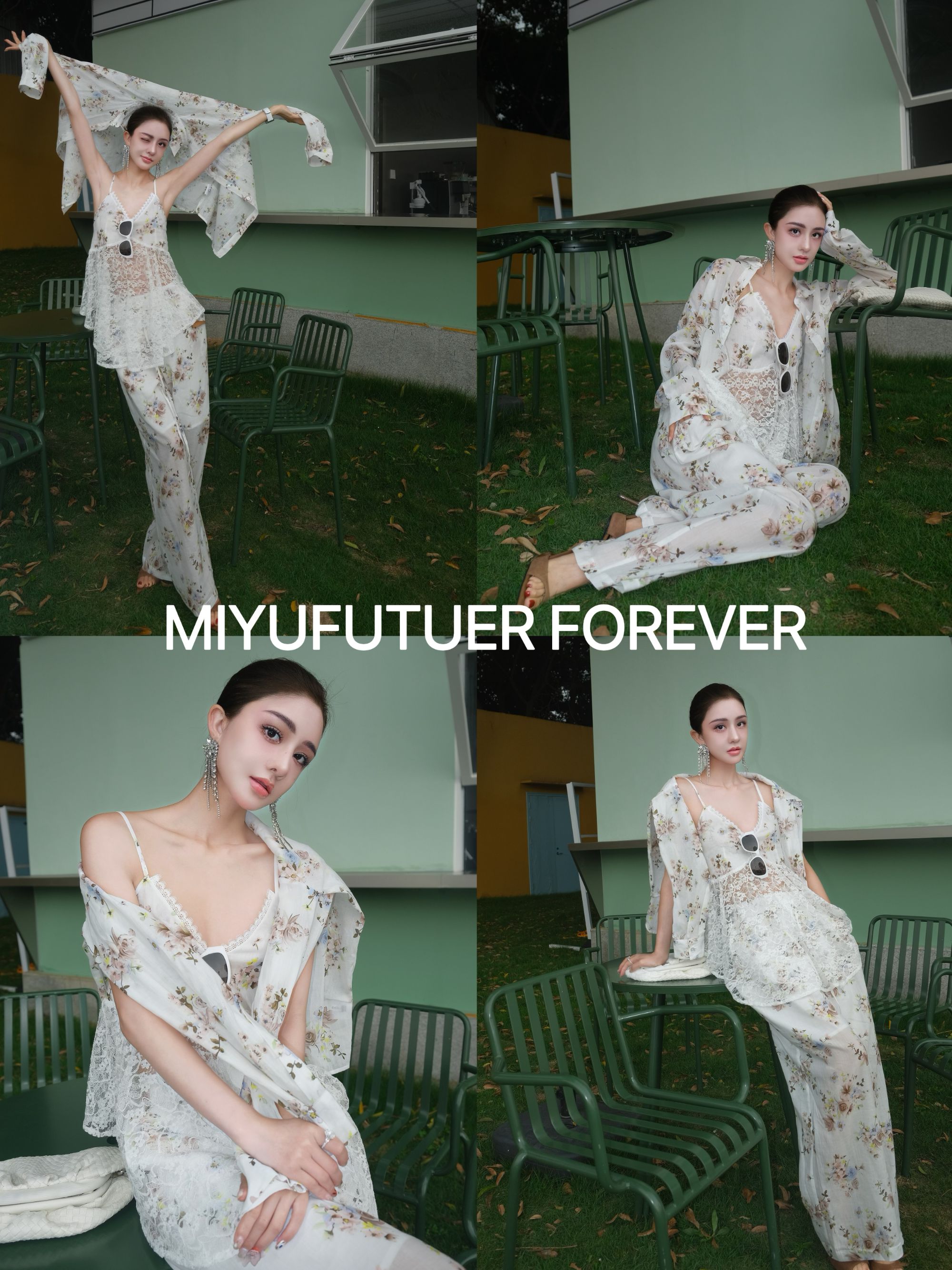 2025初夏MyloveLeo“繁花”时尚碎花吊带三件套（裤长101）