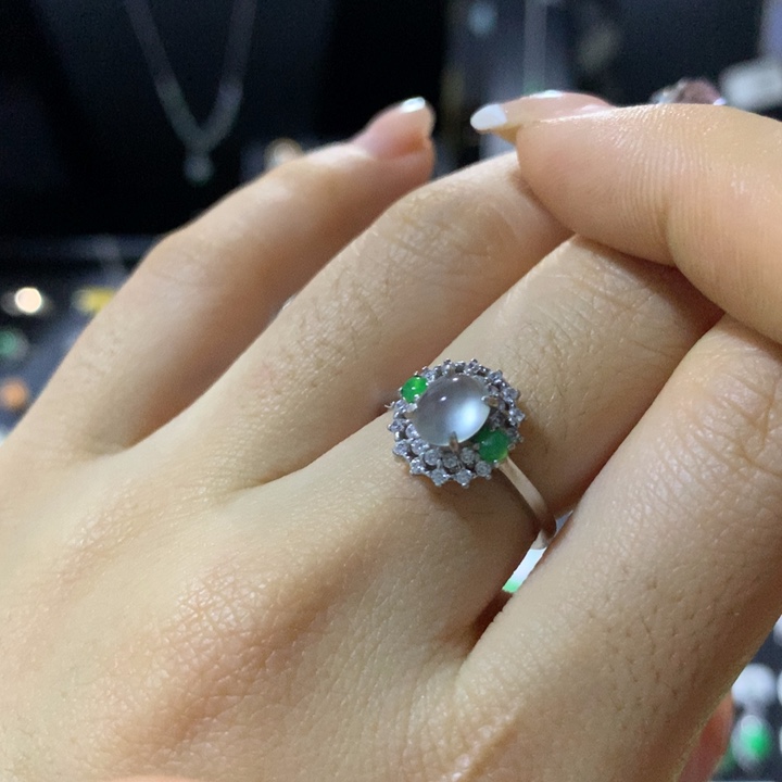 翡翠银S925镶嵌戒指