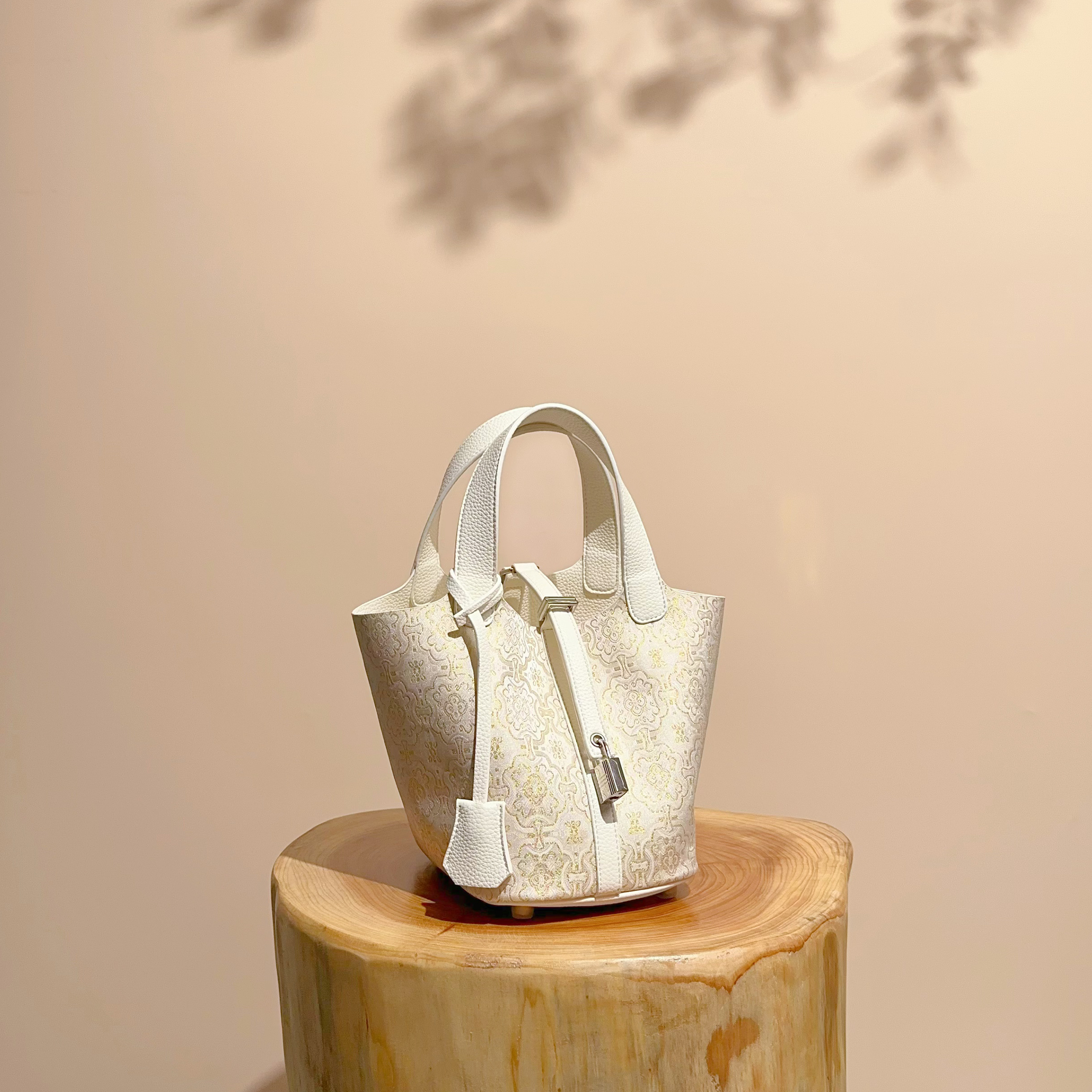 ESNSY新中式国风水桶包女宋锦复刻送人菜篮子手提包 ES-723