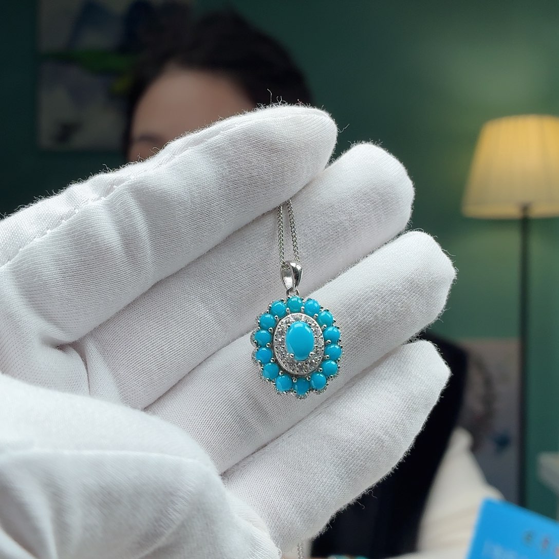 绿松石银S925镶嵌珠宝奇石