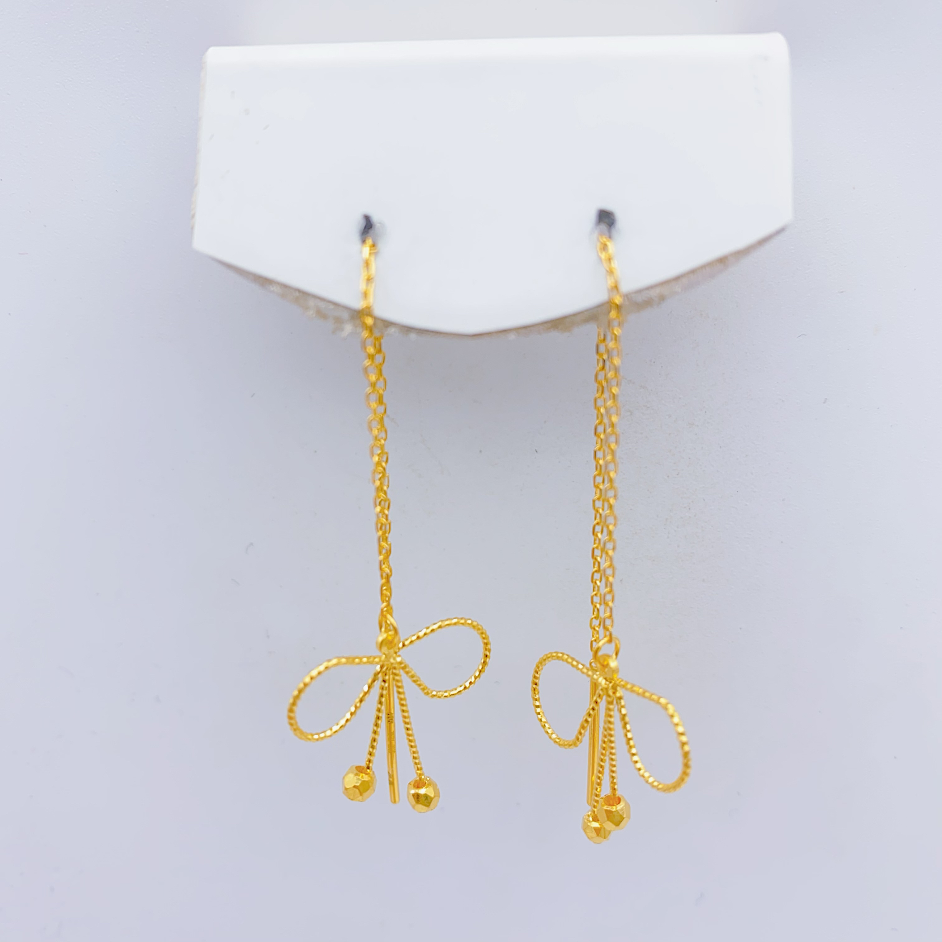 足金 5G工艺时尚蝴蝶结耳线 1.63克