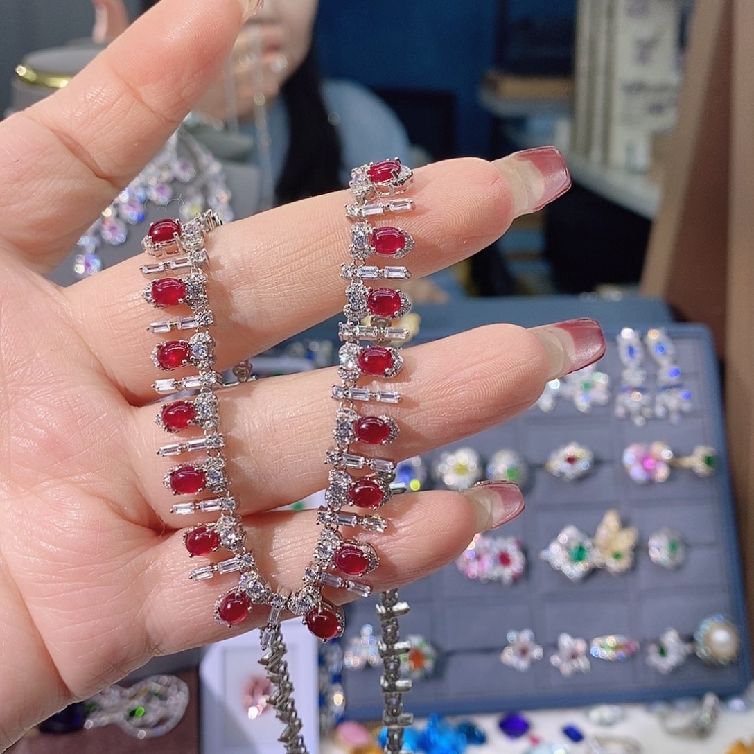 红宝石颈饰银S925镶嵌优*