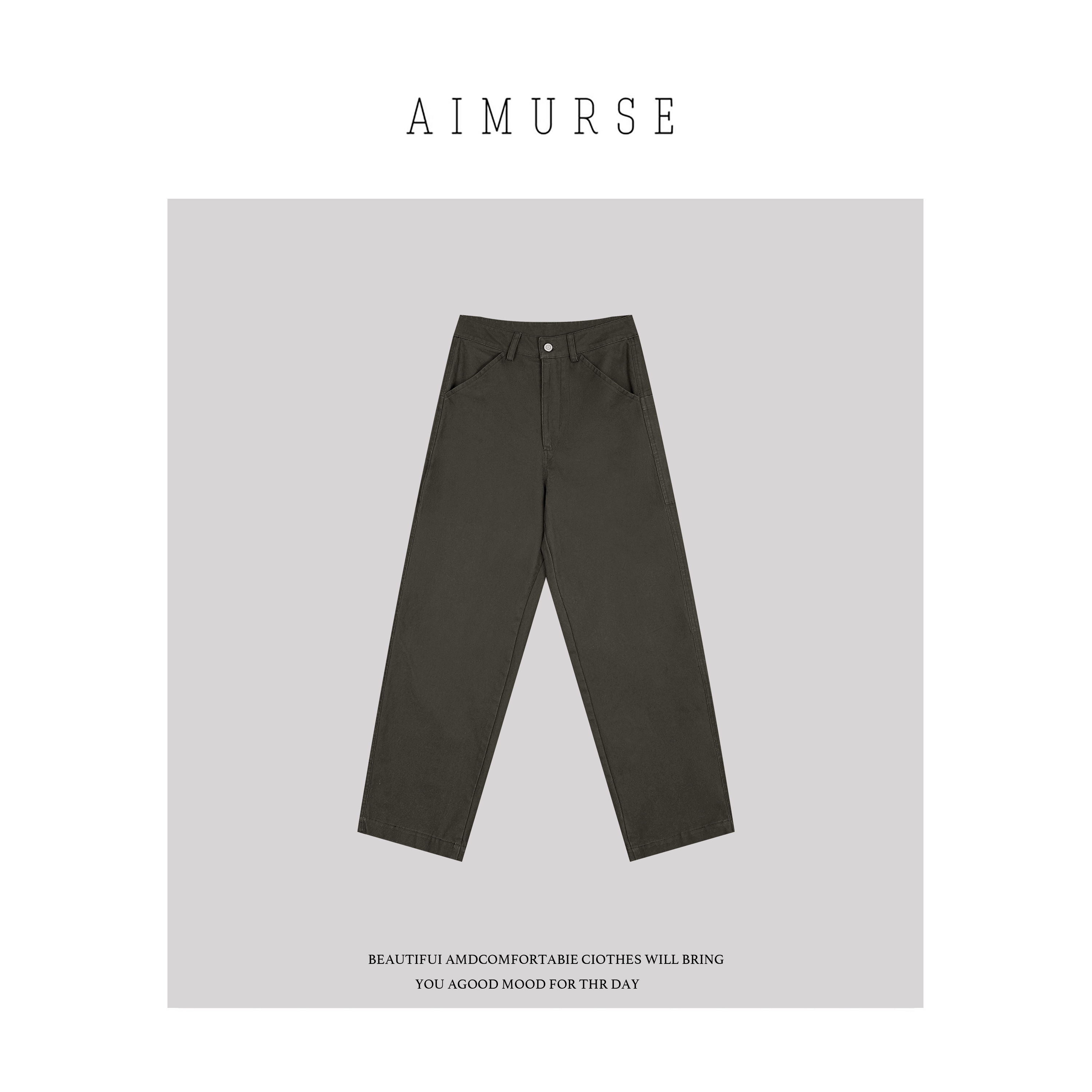 AIMURSE【自由户外】小众设计师 纯棉质感舒适百搭休闲裤 AM80021
