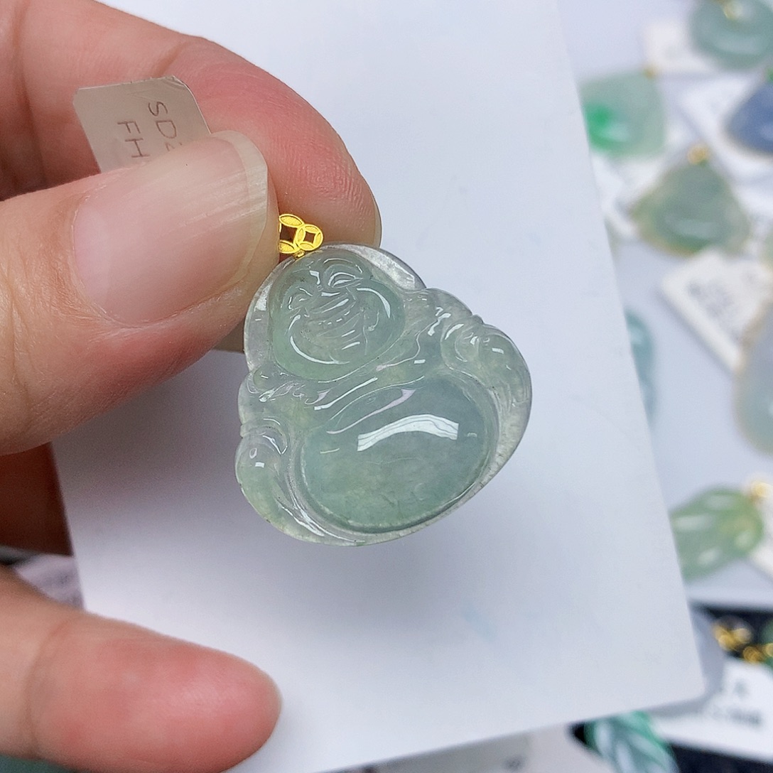 翡翠18K金镶嵌颈饰356789