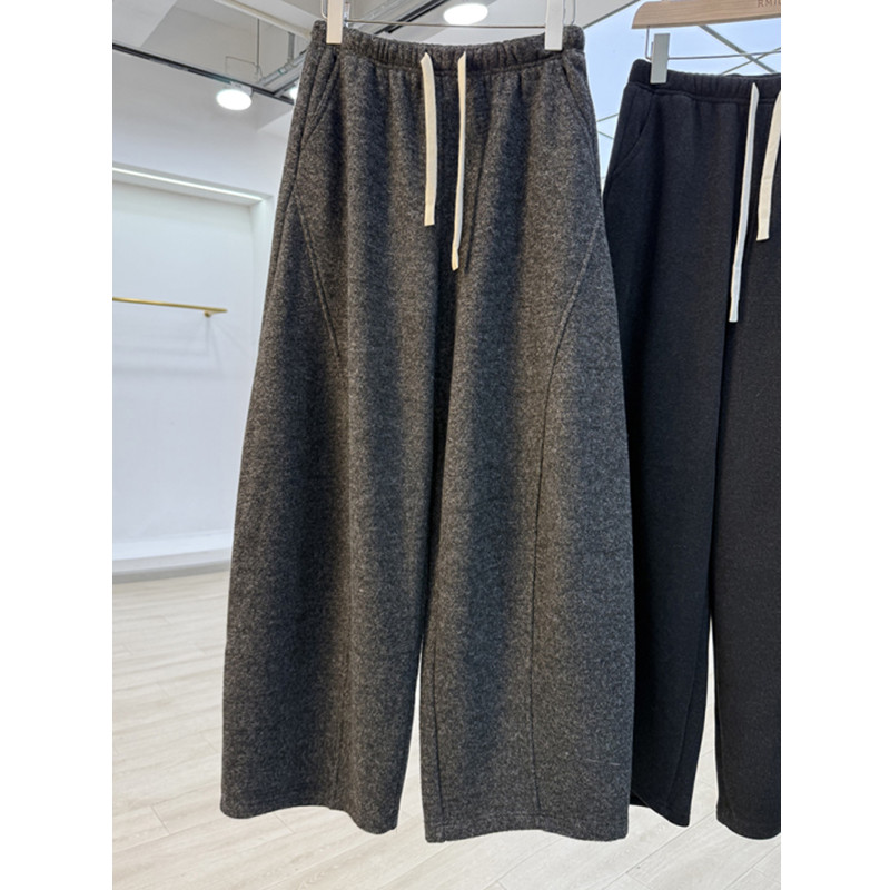 大码女装胖mm240斤加绒加厚弯刀卫裤女阔腿休闲宽松香蕉裤长裤子