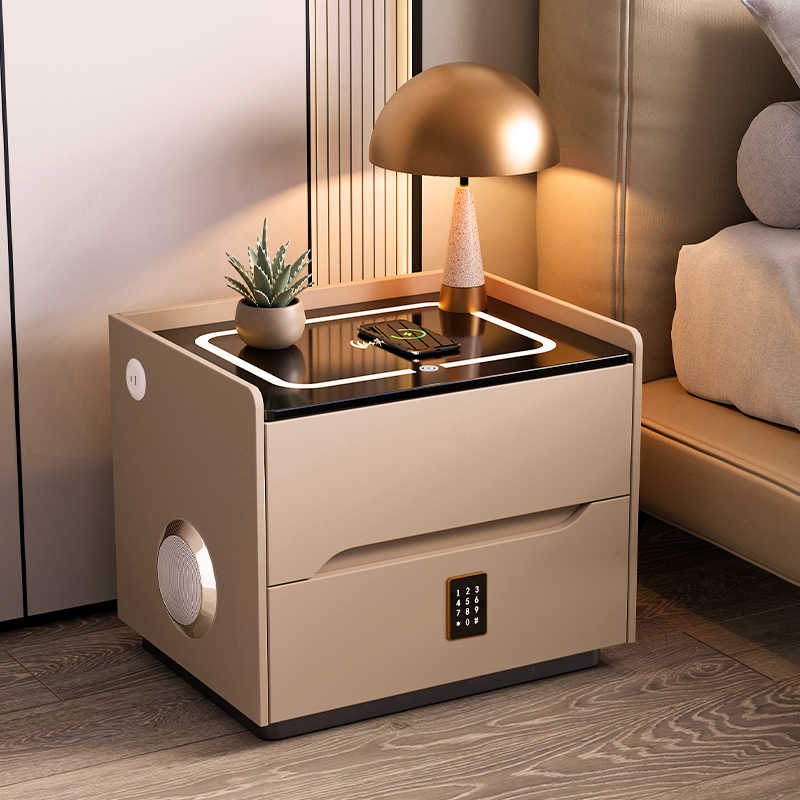 智能床头柜2025新款轻奢高级感现代简约卧室无线可充电多功能柜子
