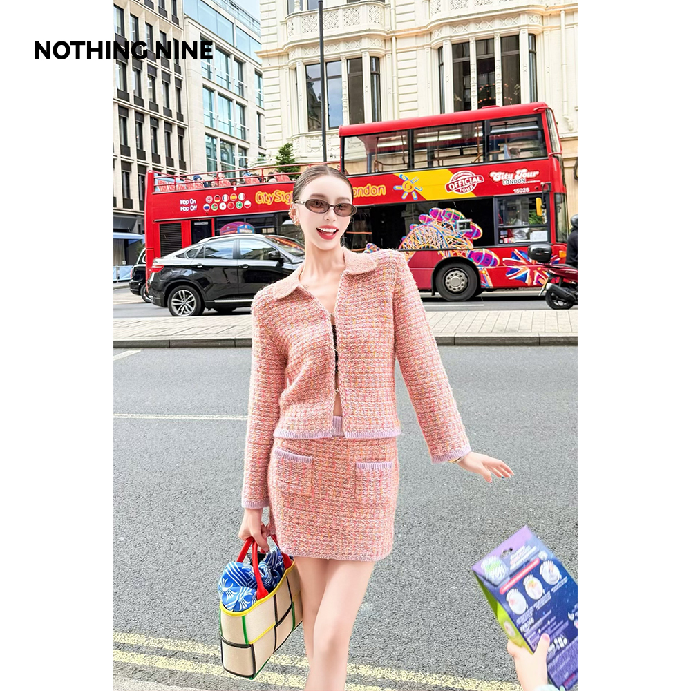 NOTHING NINE织梦轻扬针织上衣/半裙两件套（小心穿着，易钩挂）