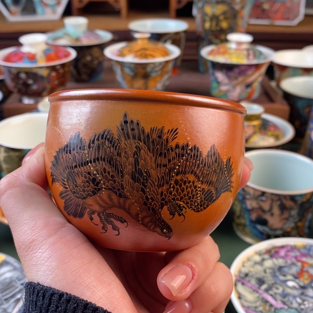 天***宴手工手绘陶瓷主人杯