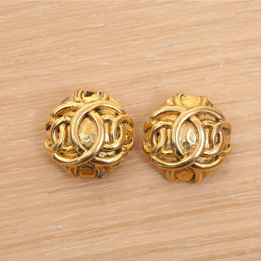90新 Chanel/香奈儿 【可玉Keyu】中古 金色 双C 耳夹 P201552970