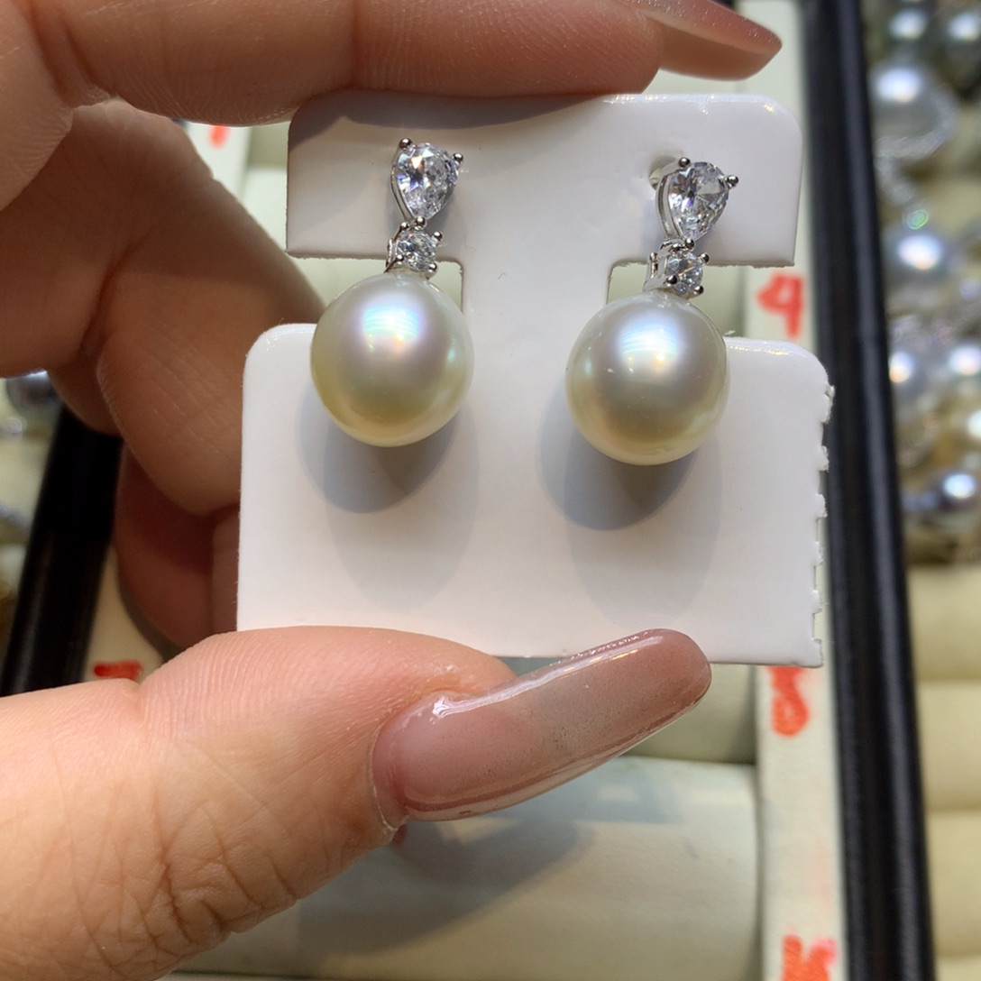 银S925镶嵌耳饰海水珍珠