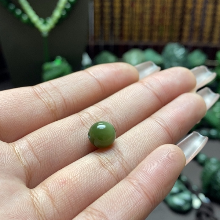 和田玉单珠裸发未镶嵌楠*