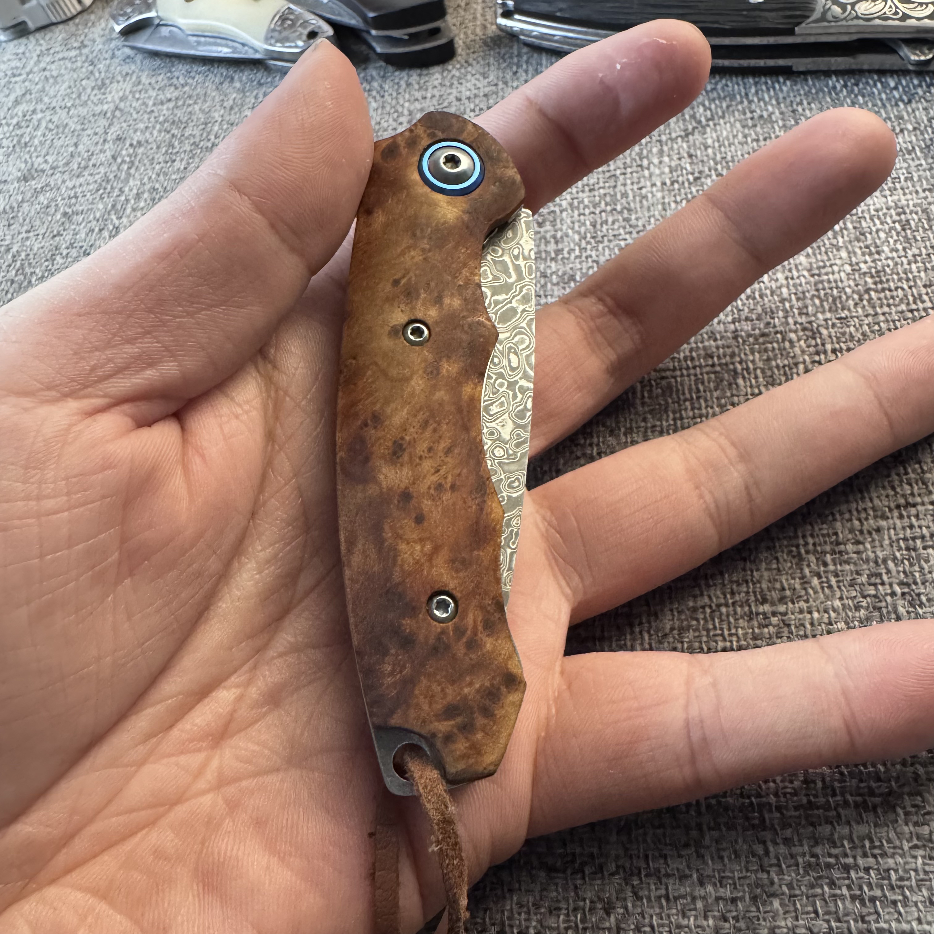 （太行崖柏）大马士革钢多功能户外露营工具