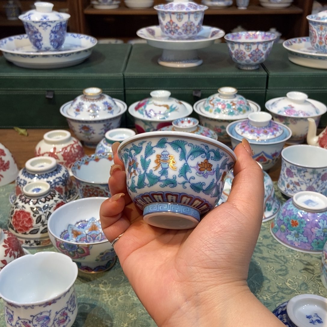 杯冉月观隐千叶八宝小压手杯