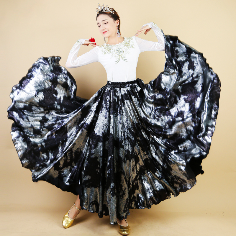 天翼美2025新款民族风时尚高定款天鹅绒镀金半身裙