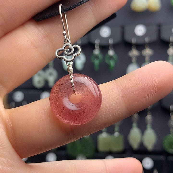 紫晶耳饰银S925镶嵌猫*