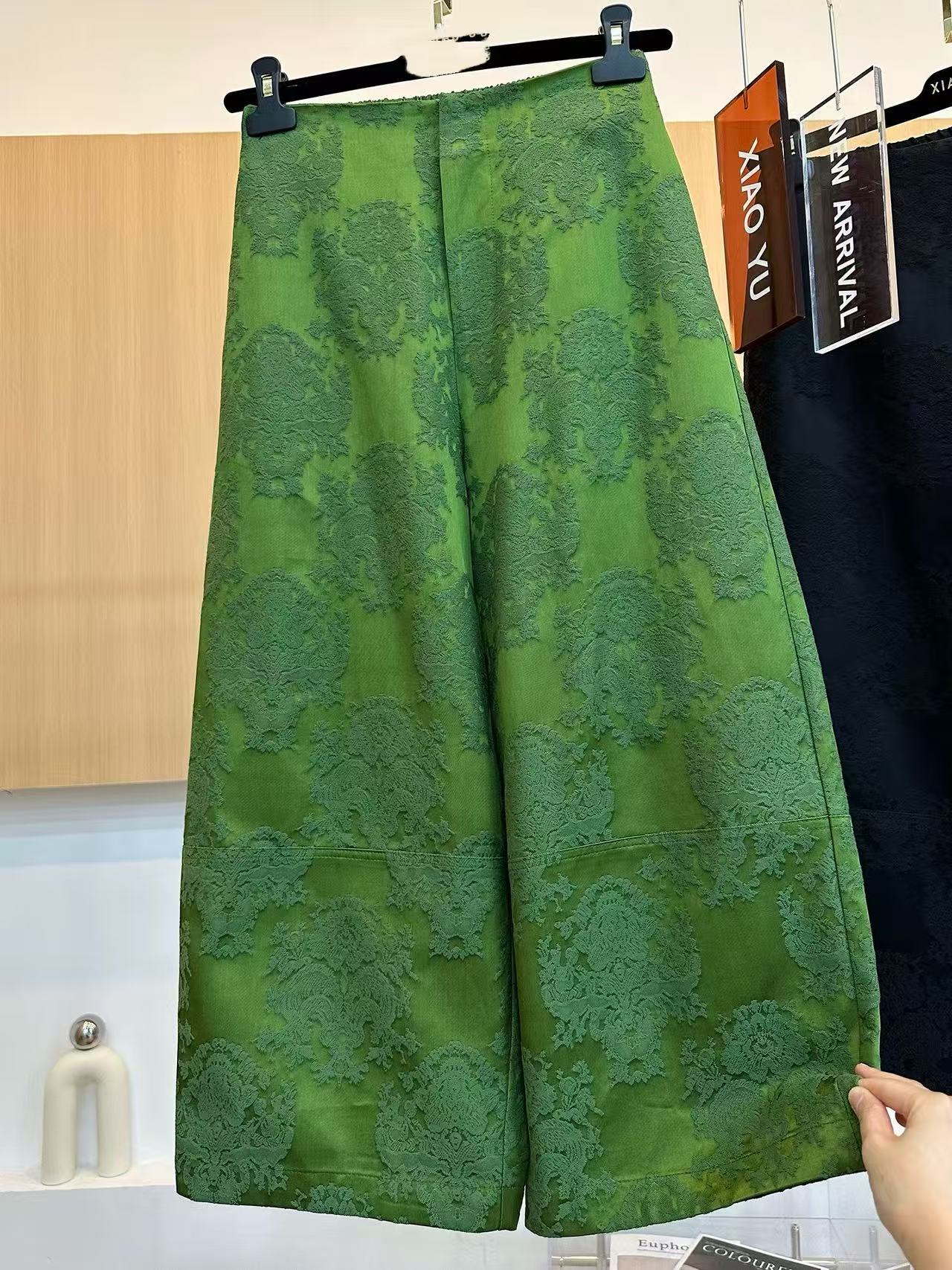 重磅花萝绸缎灯笼裤女装裤子阔腿