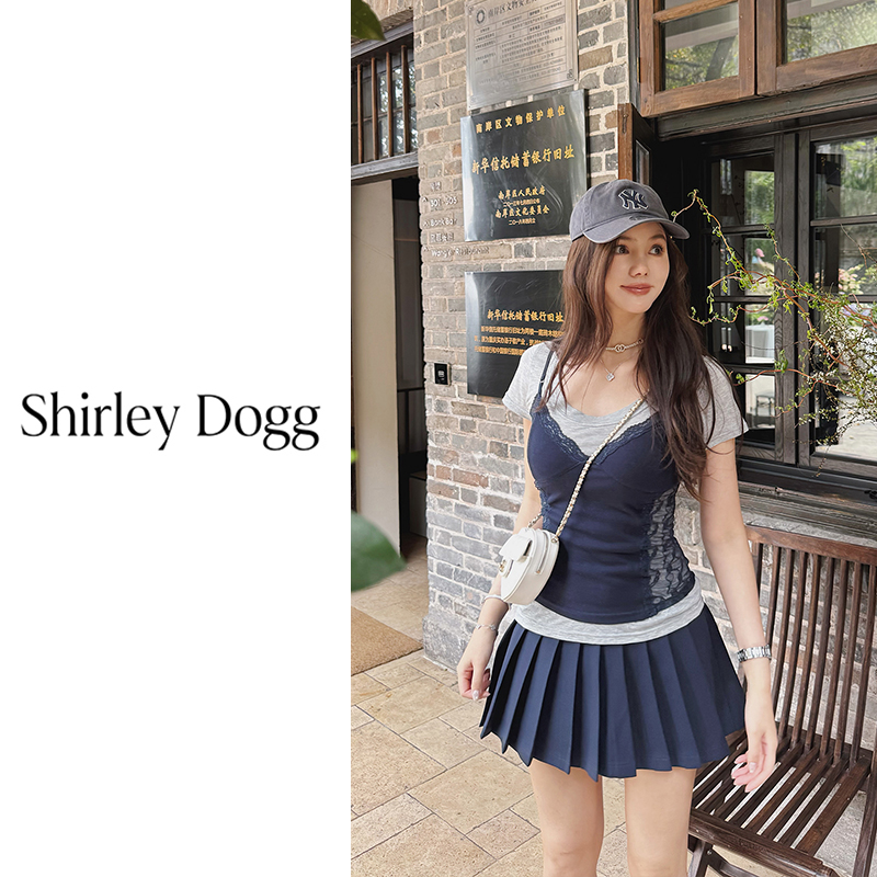 汤元家sd 藏青色百褶裙