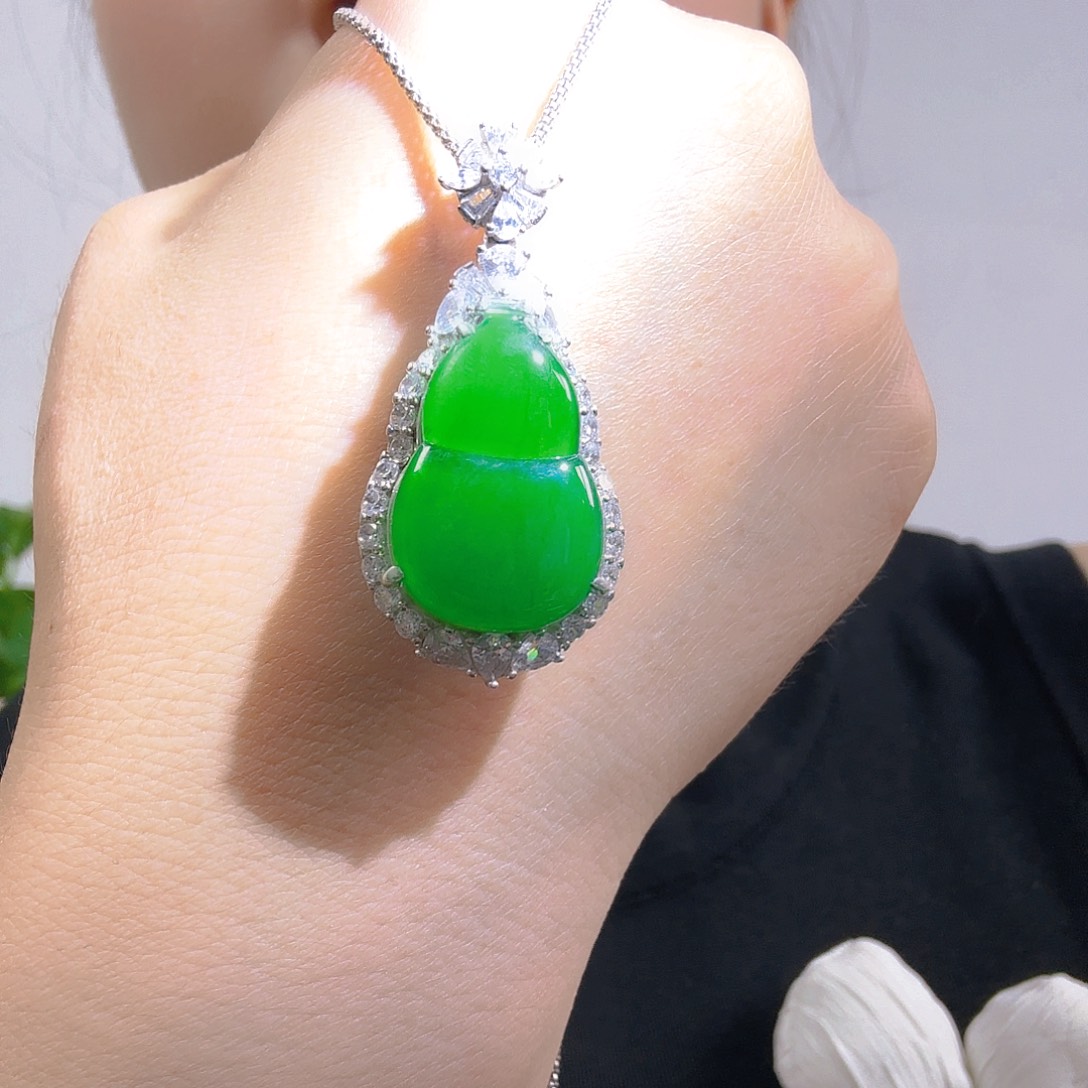 翡翠银S925镶嵌吊坠(不含链)