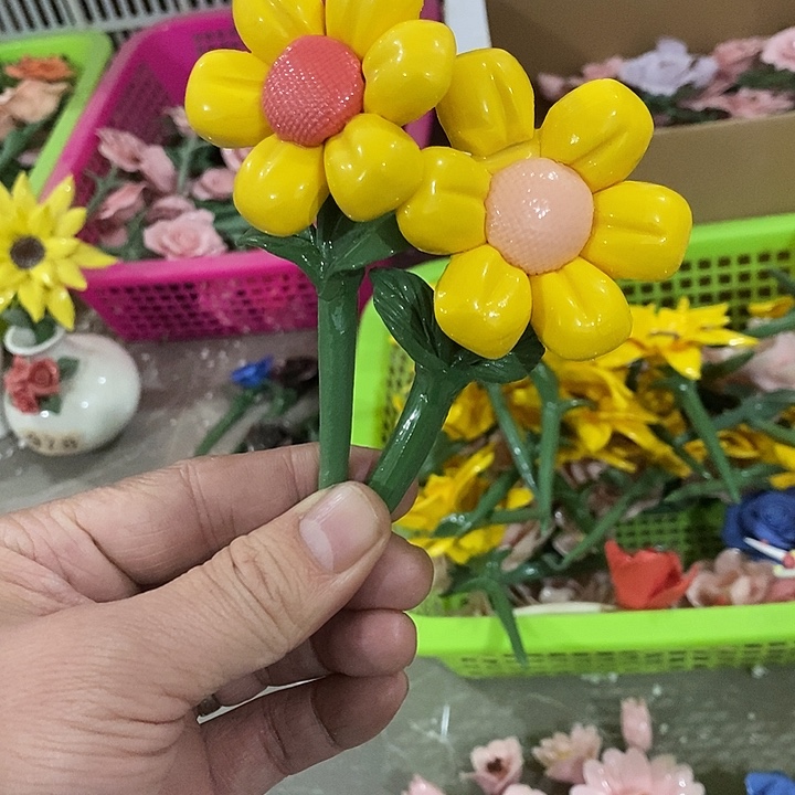 瓷片纯手工陶瓷花摆件瑕