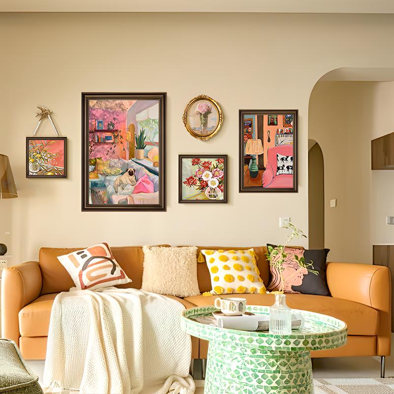 法式奶油风客厅沙发背景墙画挂画复古卧室床头餐厅花卉燕子装饰画