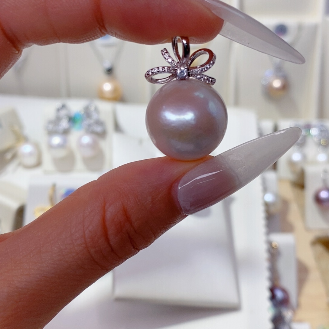 S***诗淡水珍珠银S925镶嵌吊坠(赠链)17➕