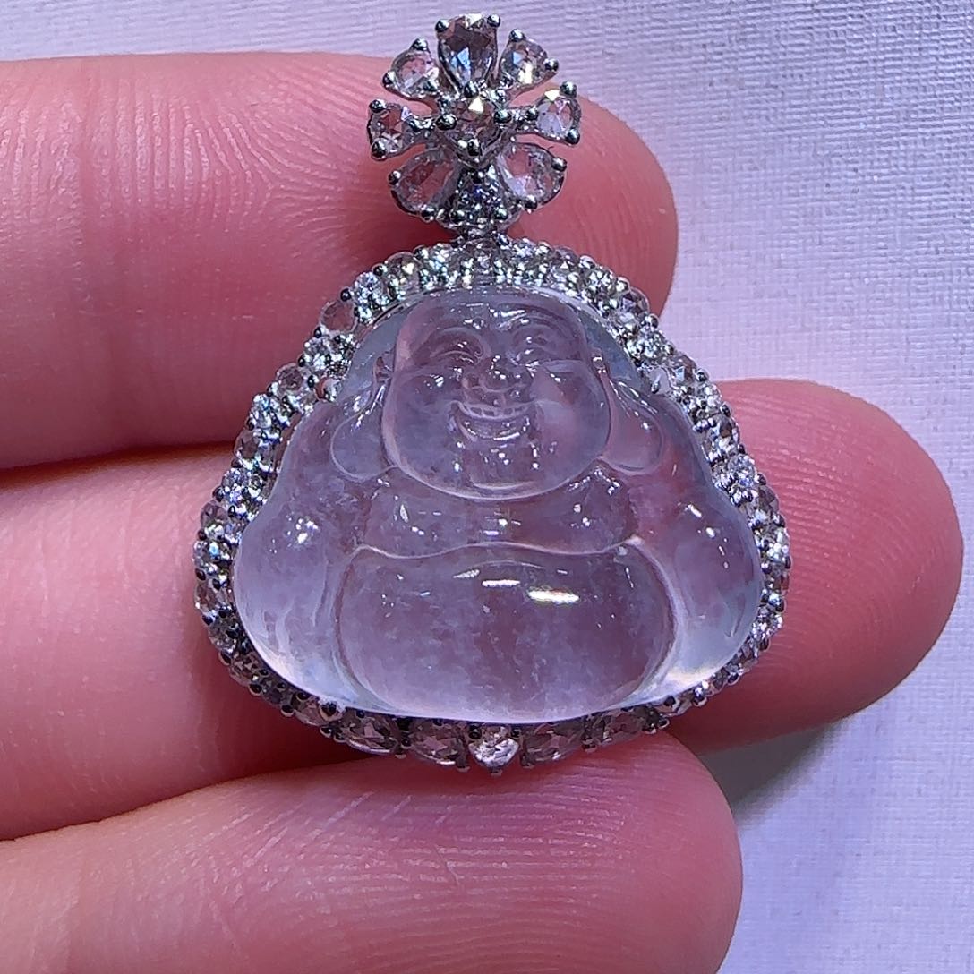 翡翠颈饰18K金镶嵌吊坠