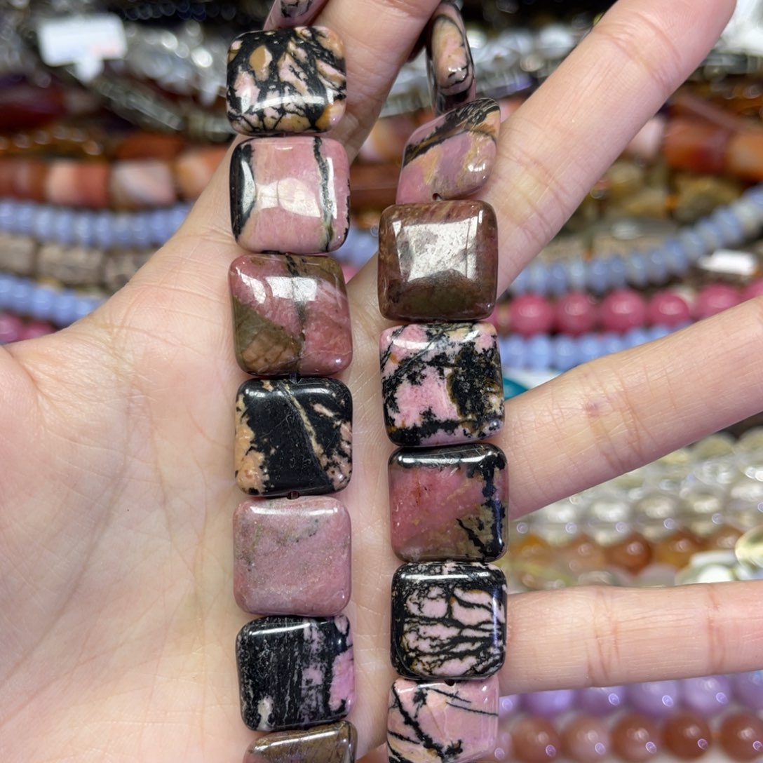 玛瑙/玉髓散珠天然蔷薇灰卡16长条38厘米