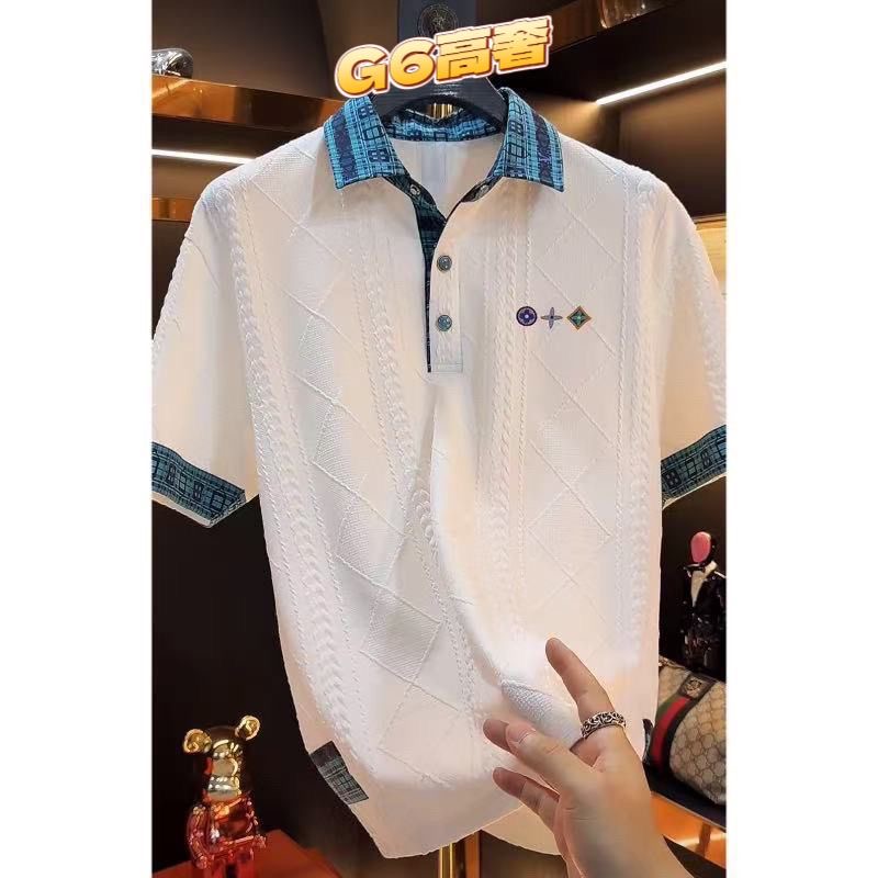 AF 短袖夏季拼接商务休闲纯色Polo衫男士时尚百搭翻领 DX296-ZL