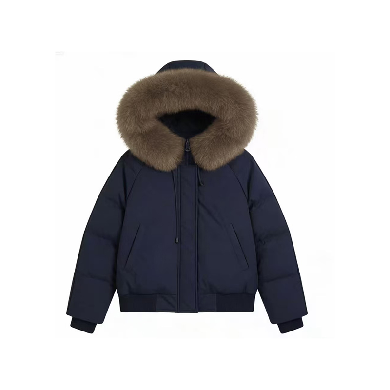 ‘90绒’ 真狐狸毛领 显瘦收腰百搭高腰短款高级感连帽羽绒服112101