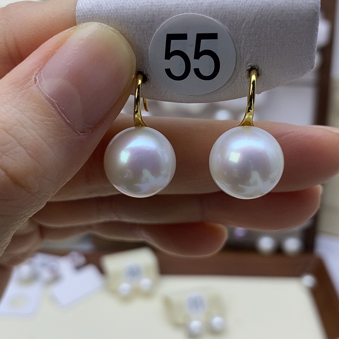 淡水珍珠银S925镶嵌耳饰