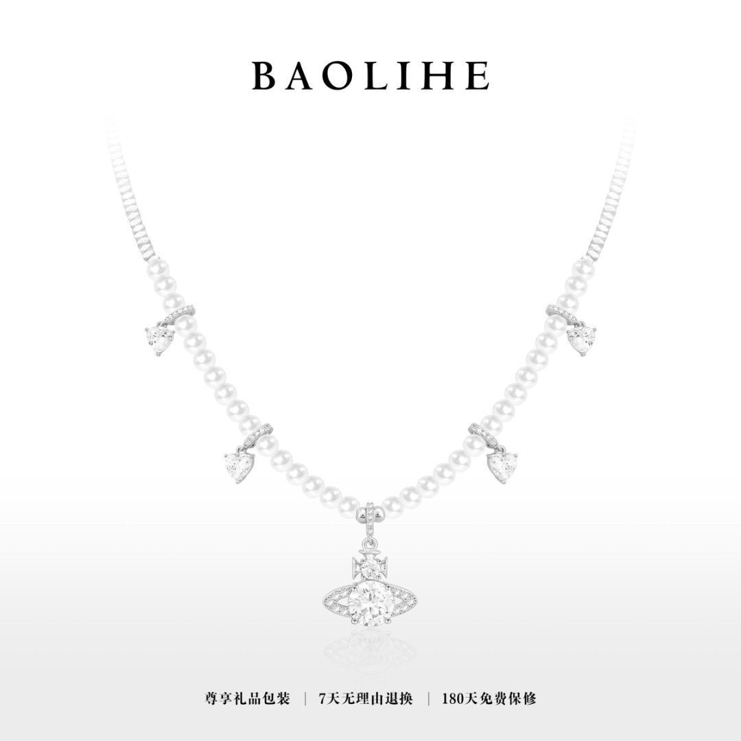 镀白金（活动期）米珠行星系列 韩系项链X7607