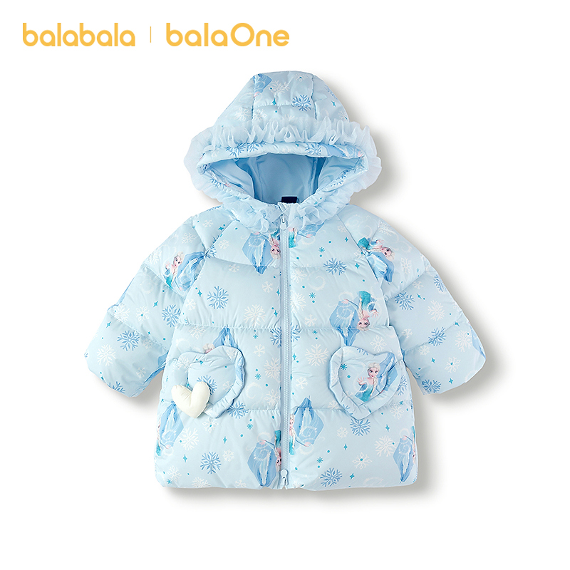【迪士尼IPbalaOne】巴拉巴拉女童羽绒服艾莎公主2025新冬装连帽