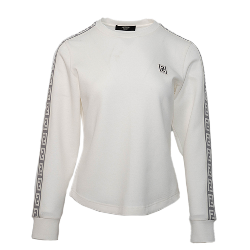 【上衣+短袖】FENDN25年秋冬圆打底衫领短款女士百搭上衣白色长袖