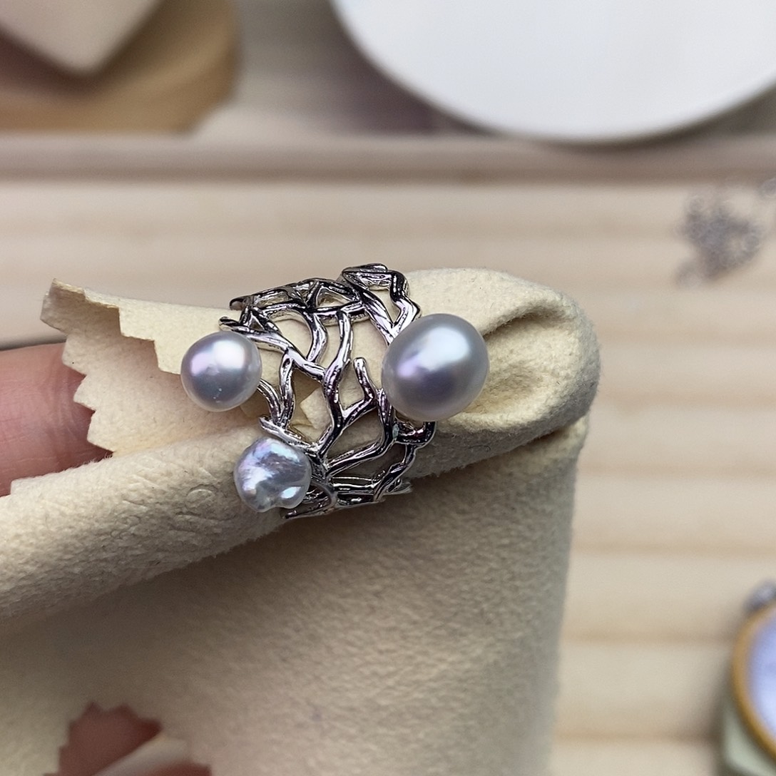 海水珍珠戒指银S925镶嵌