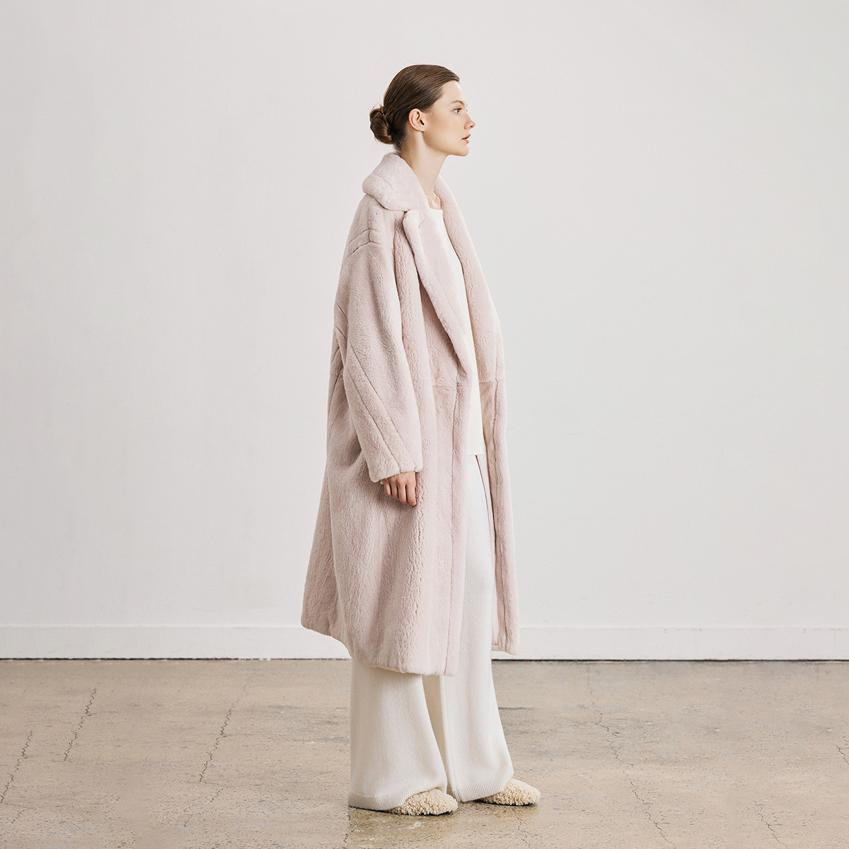 QIQIFUR 长款水貂皮草大衣秋冬新款简约优雅高级感貂绒皮草外套女